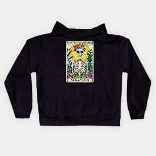 The Plant Lover funny skeleton tarot card Kids Hoodie